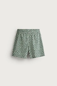 CHECKED LONG SWIM SHORTS