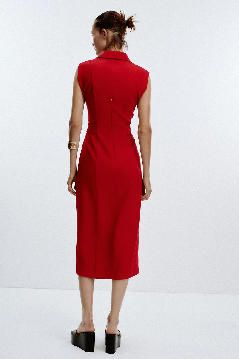 CREPE MIDI FITTED DRESS