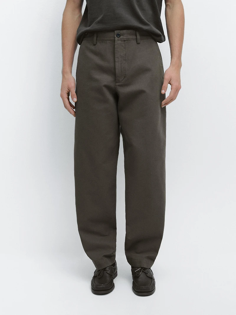Tapered fit cotton pants