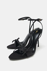 SATIN STRAPPY HEELED SANDALS