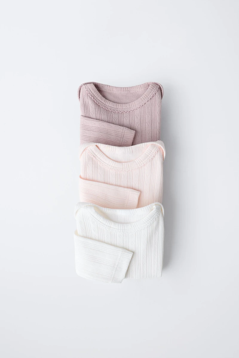 6 MONTHS-3 YEARS/ THREE-PACK OF LONG SLEEVE BODYSUITS