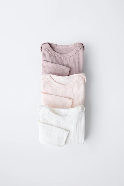 6 MONTHS-3 YEARS/ THREE-PACK OF LONG SLEEVE BODYSUITS