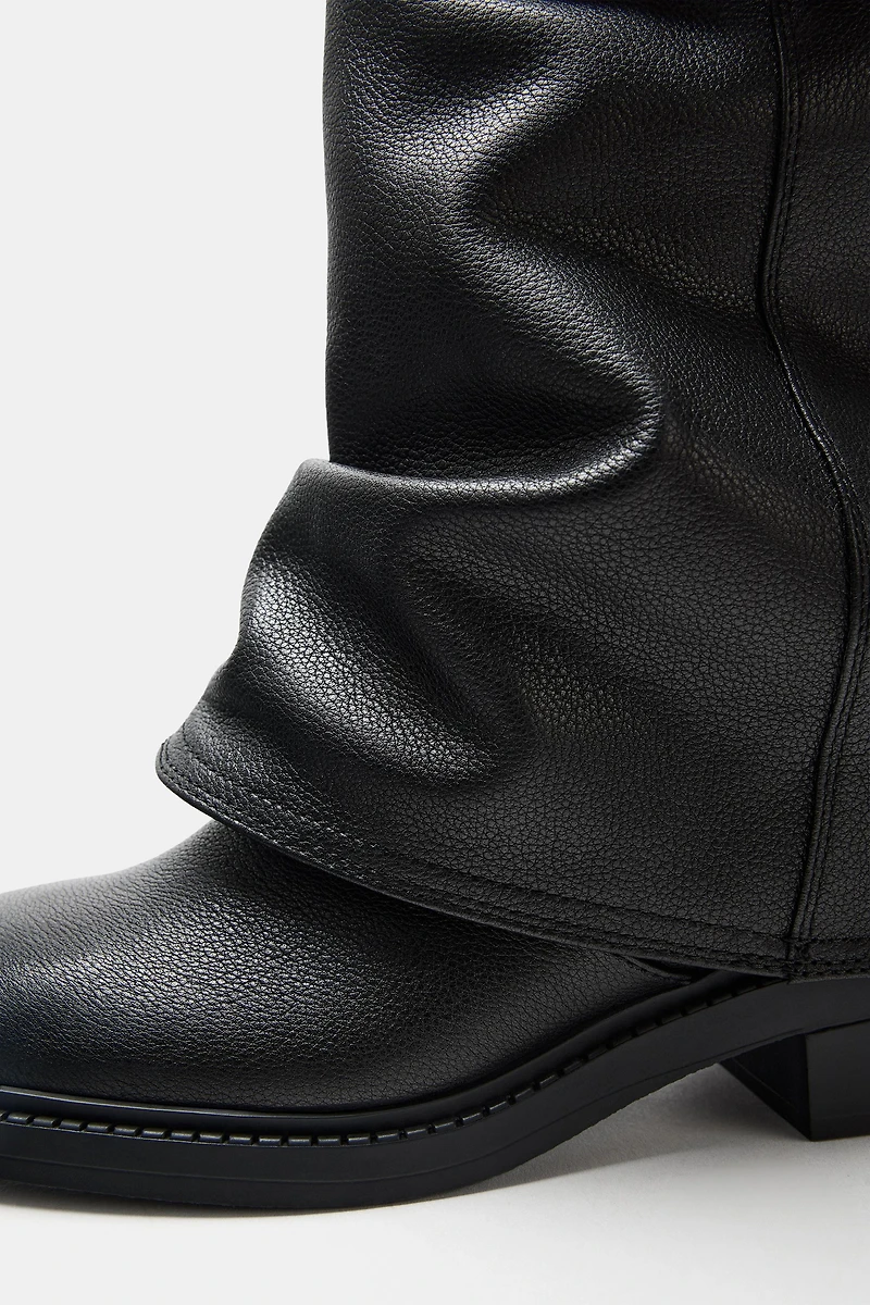 BUCKLED LEATHER ANKLE BOOTS