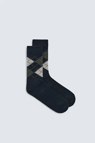 ARGYLE WOOL BLEND SOCKS