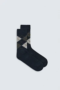 ARGYLE WOOL BLEND SOCKS
