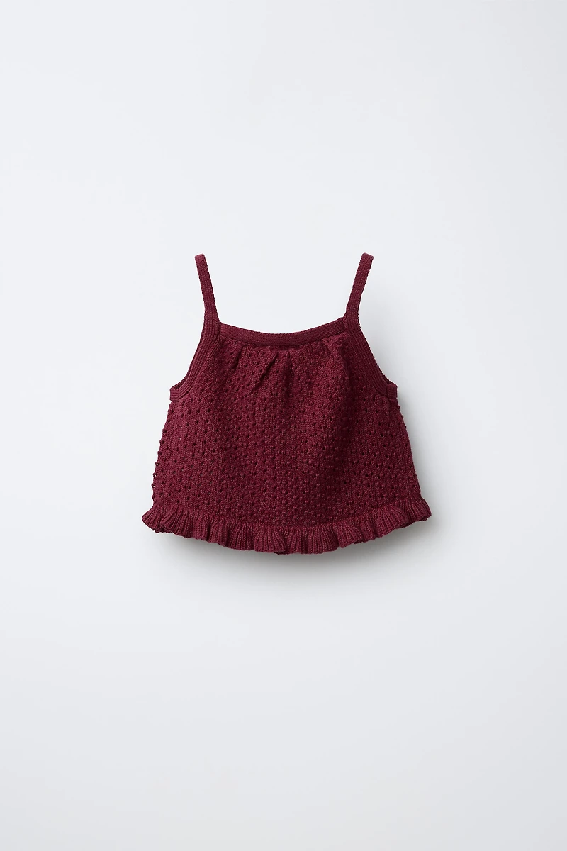 CROCHET DETAIL KNIT TOP