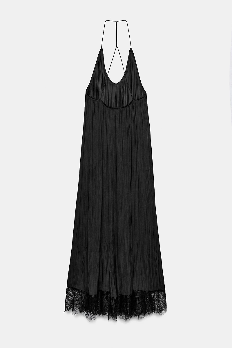 ZW COLLECTION SATIN LACE HALTER DRESS