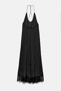 ZW COLLECTION SATIN LACE HALTER DRESS