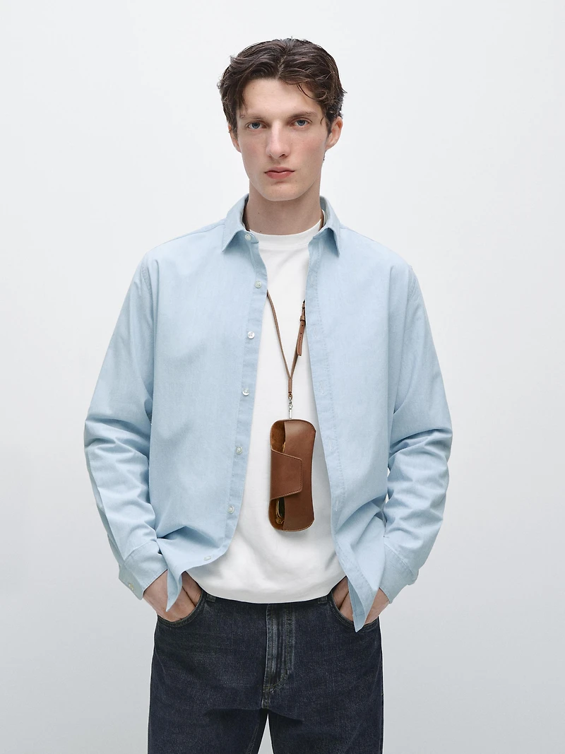 Chemise regular fit en denim 100 % coton