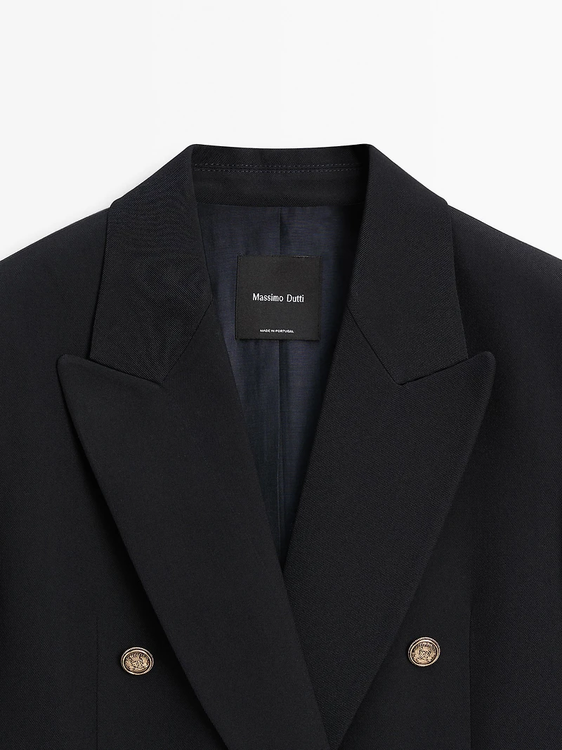 Wool blend blazer with gold buttons