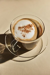 BOROSILICATE GLASS TEACUP AND SAUCER