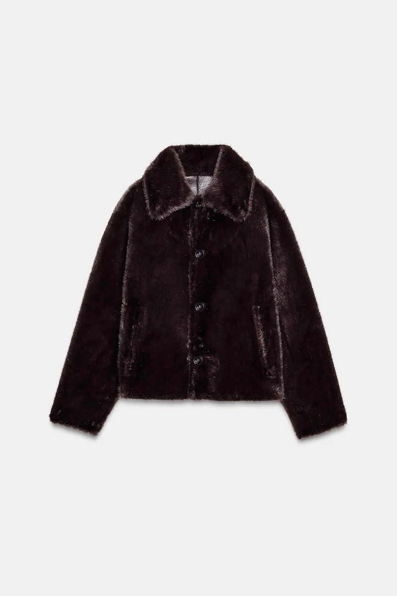 REVERSIBLE DOUBLE FACED FAUX LEATHER JACKET