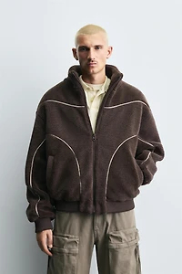 CONTRAST FAUX SHEARLING JACKET