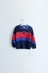 ZARA TIMELESS - COTTON AND WOOL CABLE-KNIT POLO JUMPER