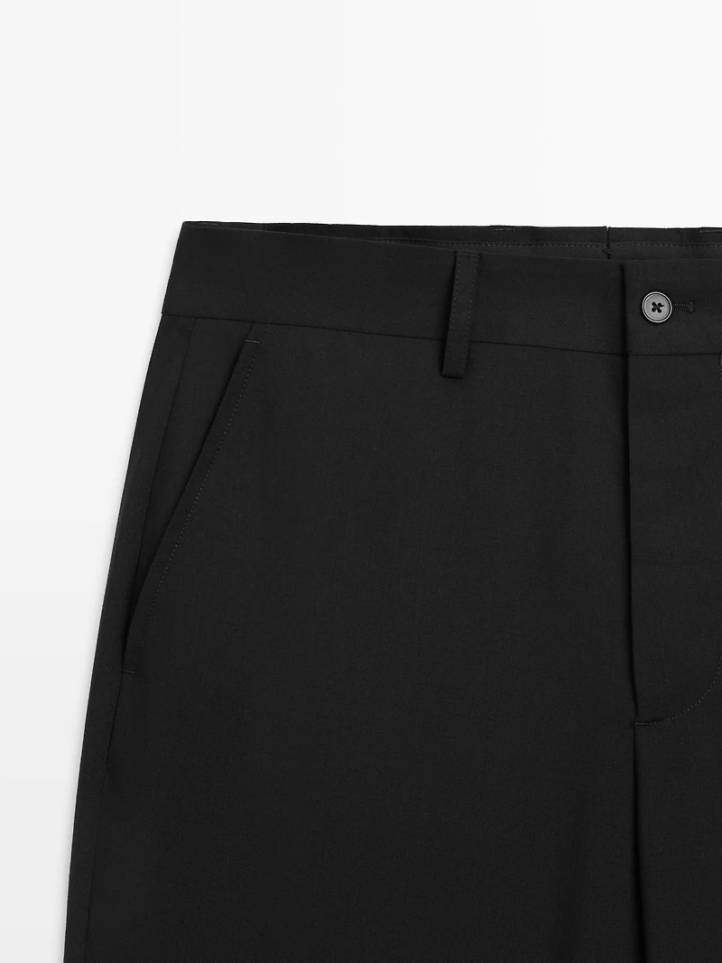 Pantalon de costume wide leg en laine froide