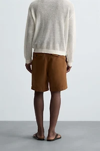 RELAXED FIT PLEATED BERMUDA SHORTS