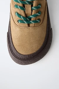 CONTRAST LEATHER SNEAKERS