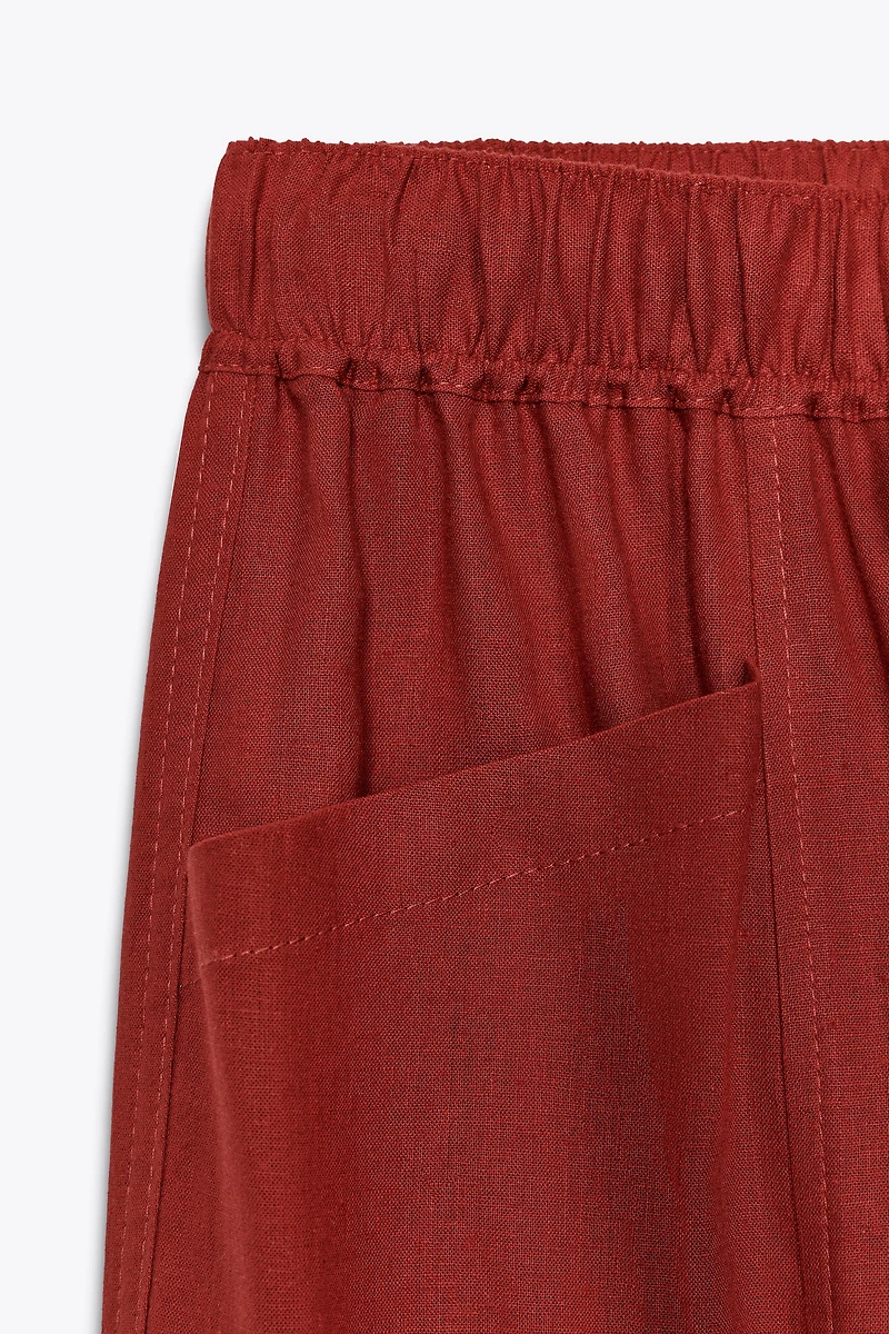 LINEN BEADED DRAWSTRING PANTS