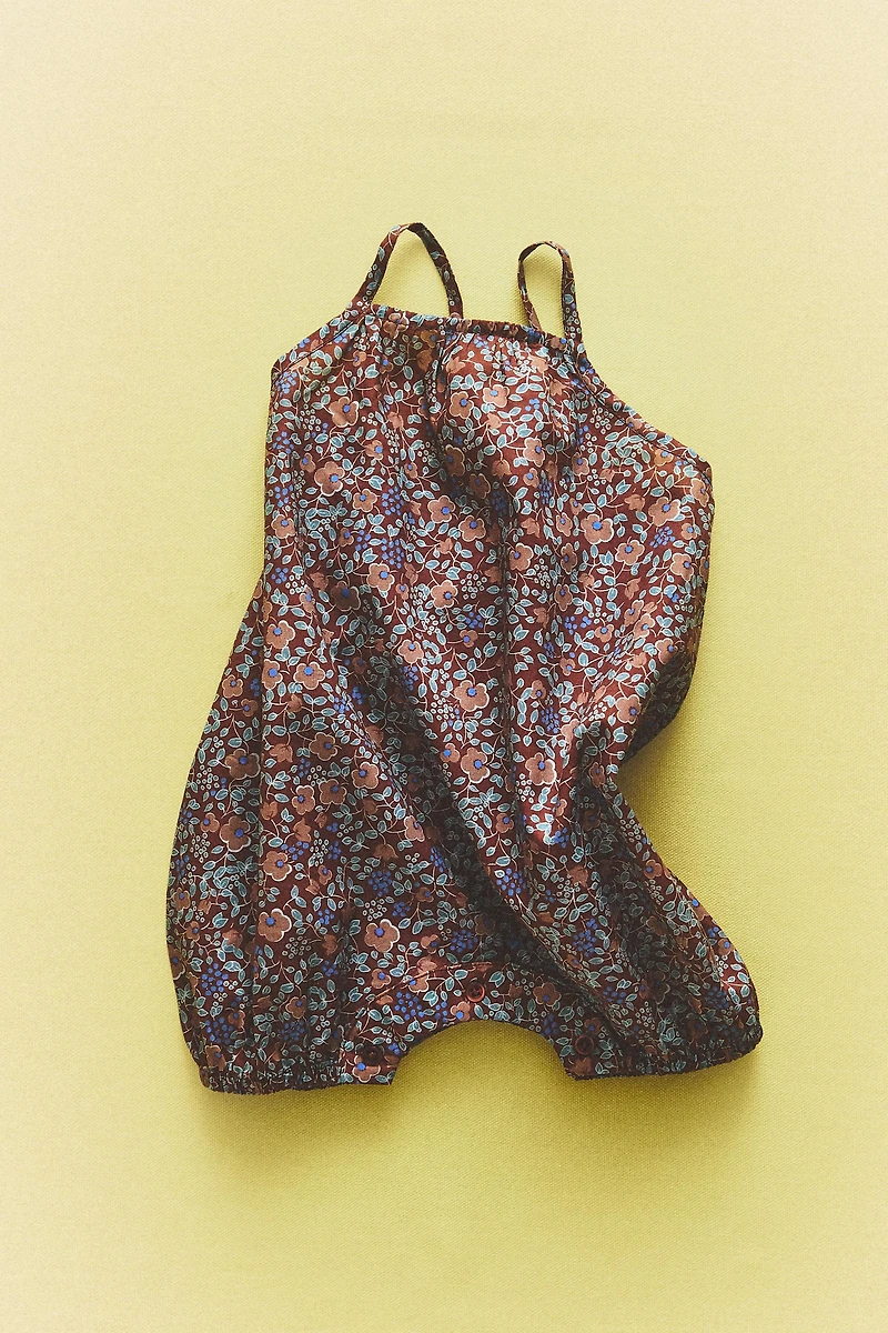 BABY FLORAL BEACH DUNGAREES