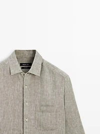 Regular fit linen shirt with pocket