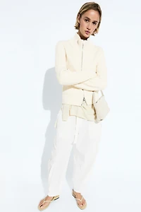 100% cotton purl knit cardigan