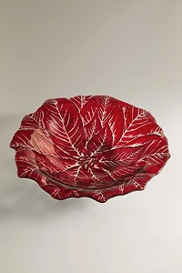 CHRISTMAS FLOWER GLASS SERVING DISH