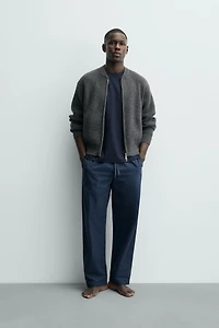 CONTRAST FLOWY PAJAMA SET