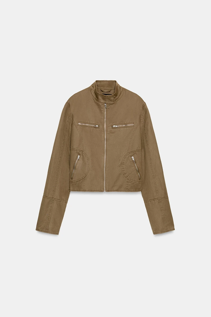 WASHED EFFECT STUDDED JACKET