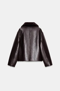 REVERSIBLE DOUBLE FACED FAUX LEATHER JACKET