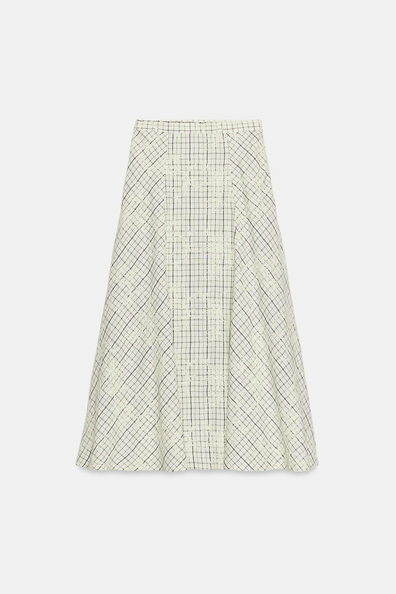 JUPE À CARREAUX BRODÉS AVEC LACETS