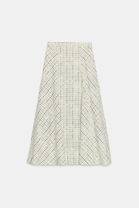 JUPE À CARREAUX BRODÉS AVEC LACETS