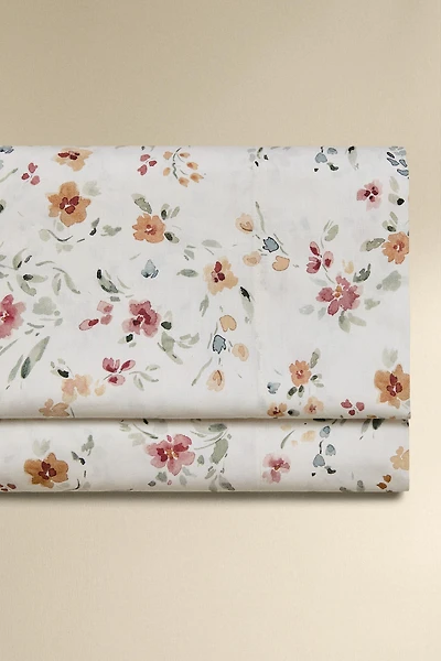FLORAL PERCALE COTTON FLAT SHEET (200 THREAD COUNT)