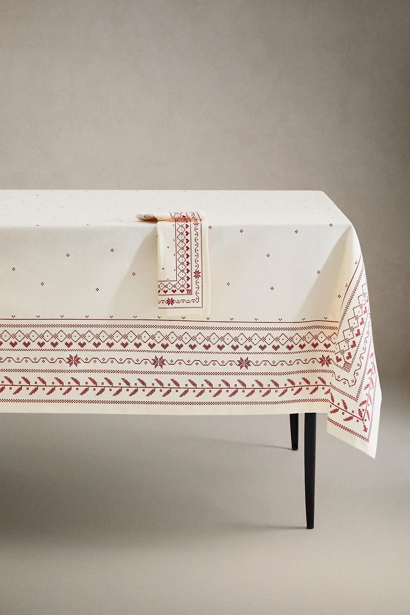 CHRISTMAS PRINT COTTON TABLECLOTH