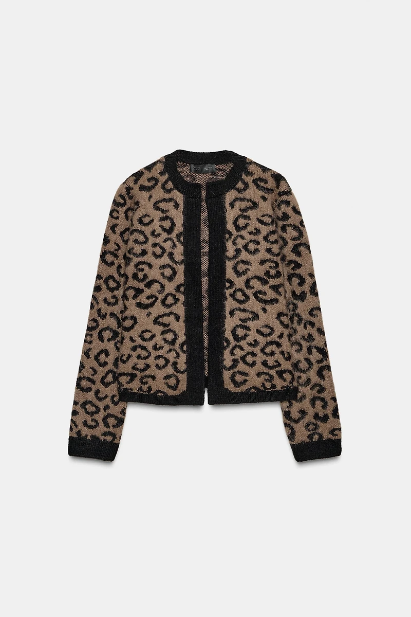 ANIMAL JACQUARD KNIT CARDIGAN