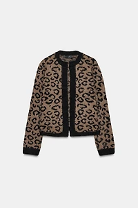 ANIMAL JACQUARD KNIT CARDIGAN