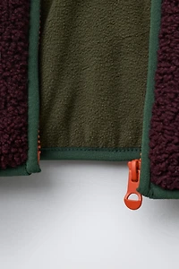 BLOUSON EFFET MOUTON COLOR BLOCK DOUBLURE POLAIRE