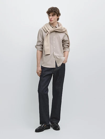 Houndstooth cotton blend shirt