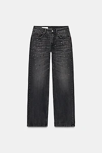 JEAN TRF DROIT STRASS TAILLE BASSE