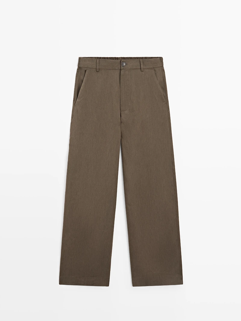 Pantalon fluide avec détail élastique à la taille