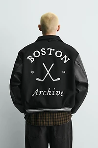 COMBINATION EMBROIDERED BOMBER JACKET