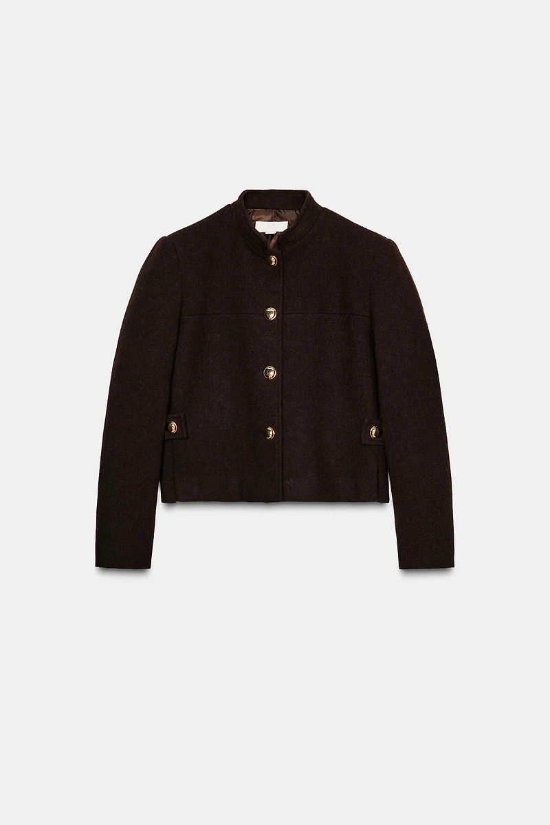 WOOL HIGH COLLAR JACKET