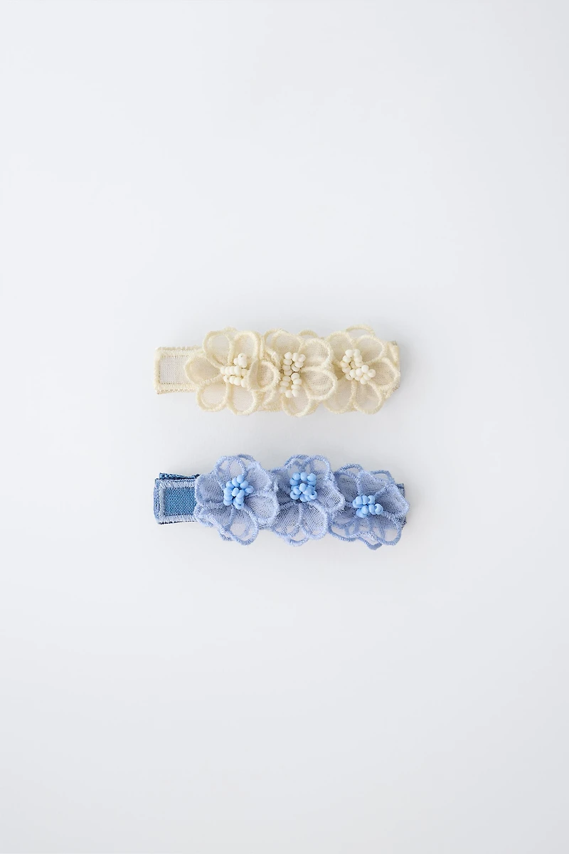 PACK OF TWO TULLE FLOWER BARRETTES