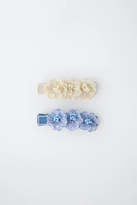 PACK OF TWO TULLE FLOWER BARRETTES