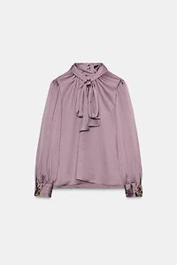 TIED SATIN EFFECT SHIRT