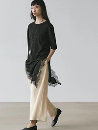Sweater with contrast lace detail