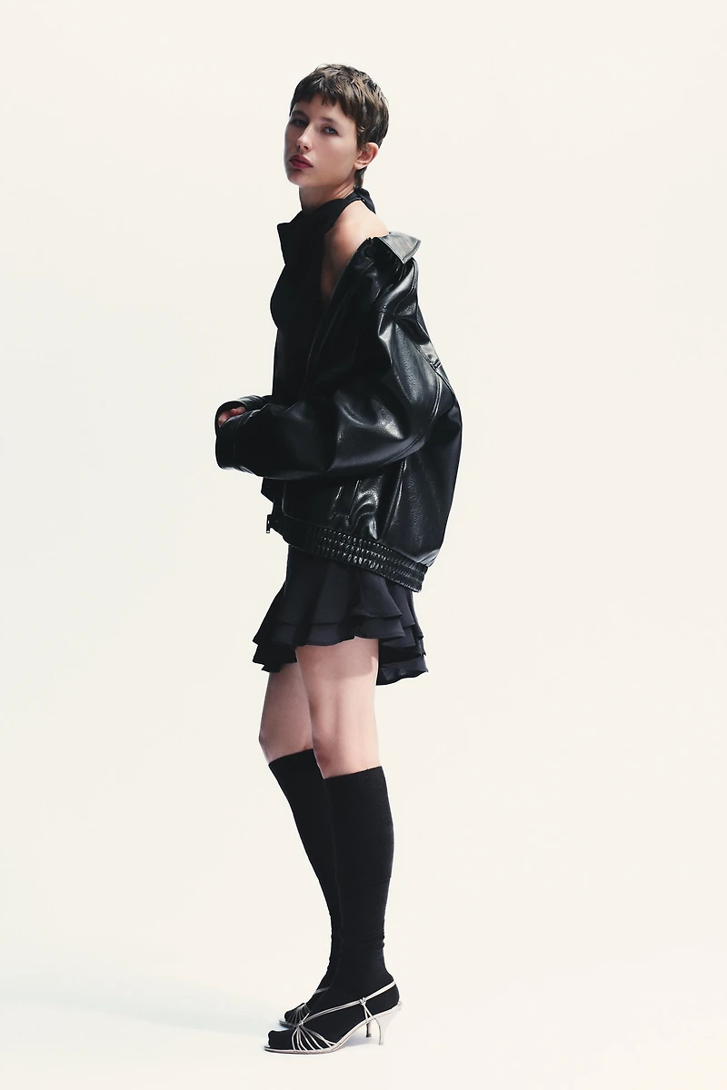 FAUX LEATHER BOMBER JACKET
