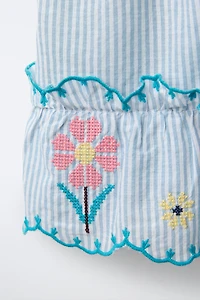 COMBINATION STRIPED CROSS STITCH KNIT DRESS