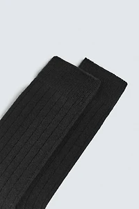 RIBBED CASHMERE BLEND SOCKS
