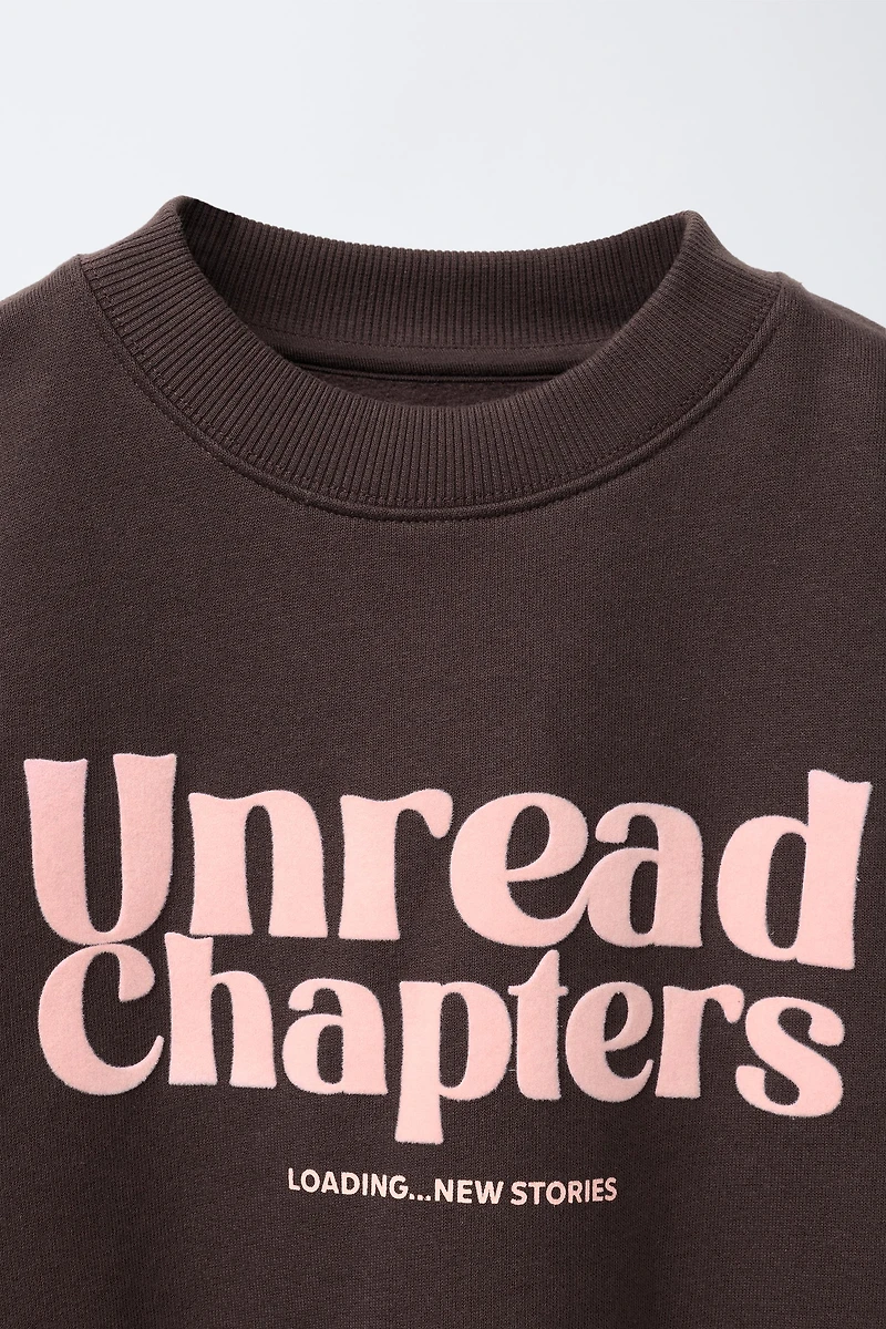 FLOCKED TEXT SWEATSHIRT