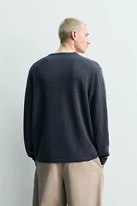 LINEN-WOOL BLEND HENLEY JUMPER